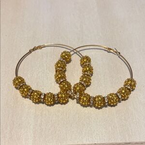 Sparkling Gold Beaded Hoop Earrings
